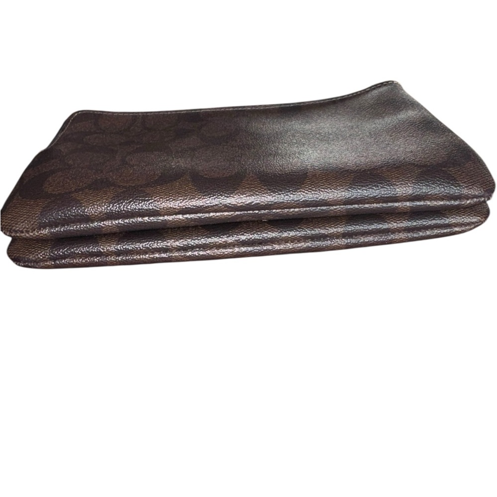 Coach double zip wristlet in brown and black signature coated canvas and leather - Picture 6 of 9